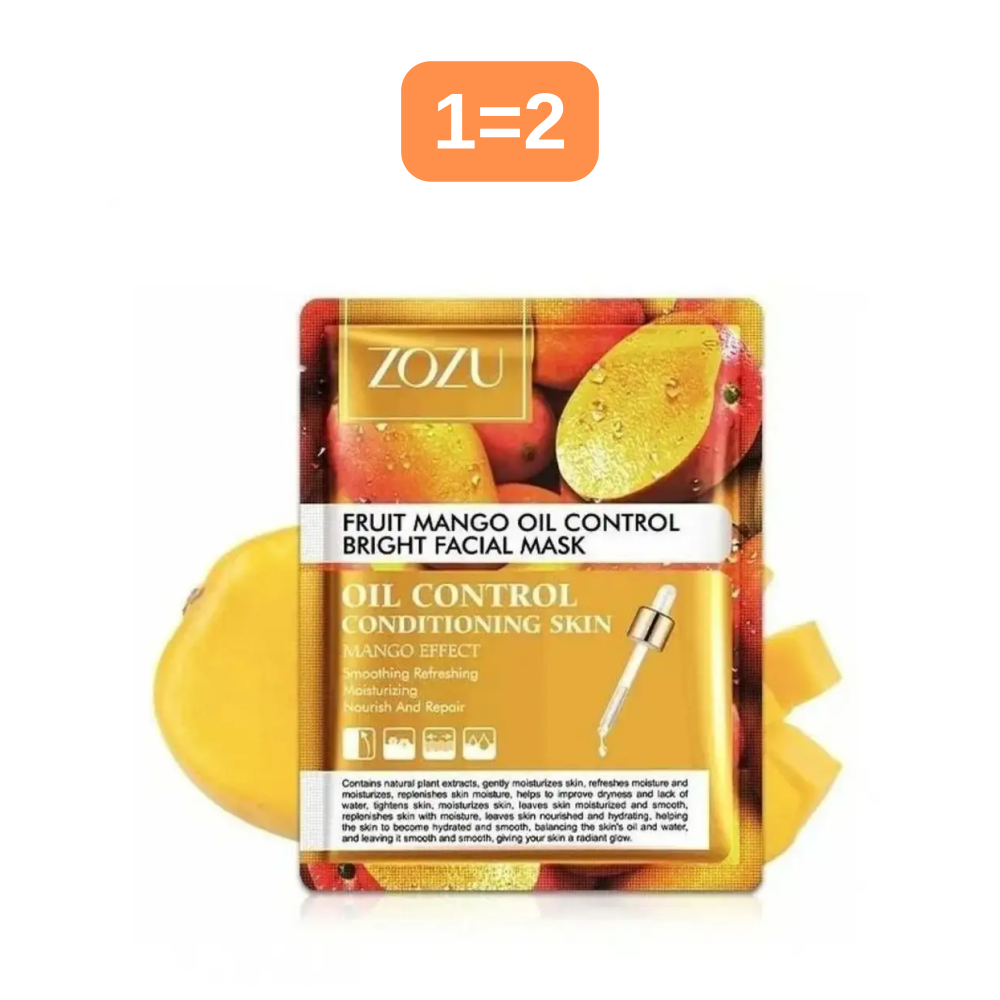 АКЦІЯ 1=2 Тканинна маска для обличчя Zozu з екстрактом манго Mango facial mask 25 г