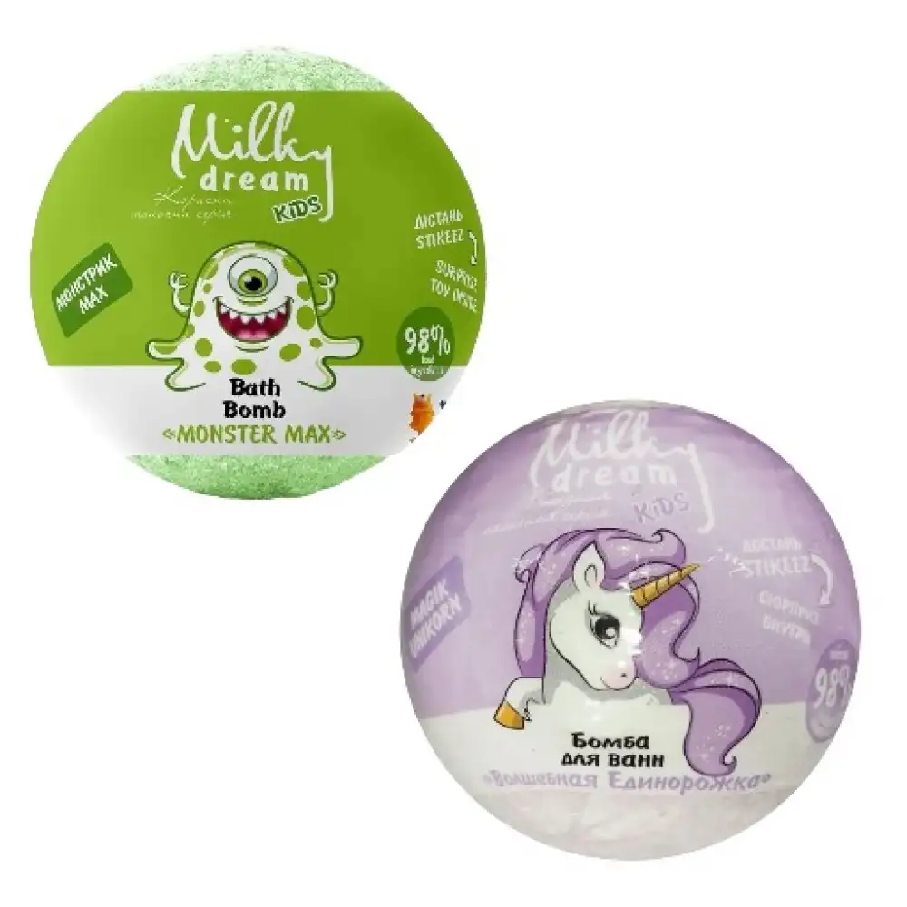 Бомбочка для ванн kids "Монстрик Max" 100 г Milky Dream