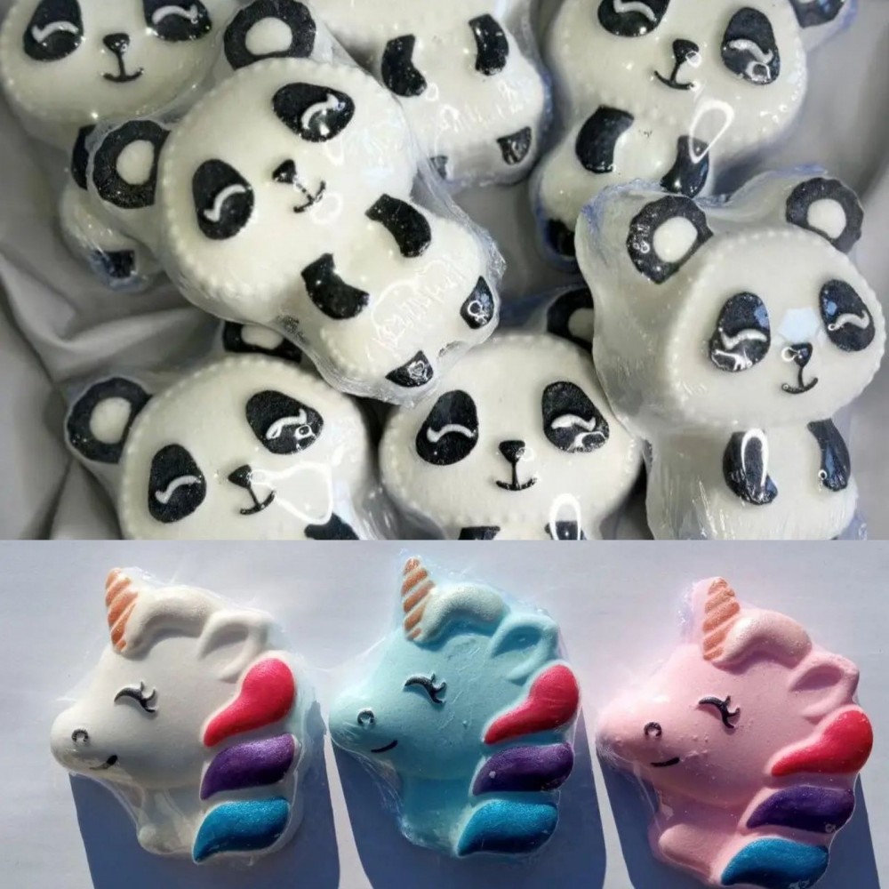 Бомбочка-гейзер для ванни Панди і Єдиноріжка 9 см 90 гр