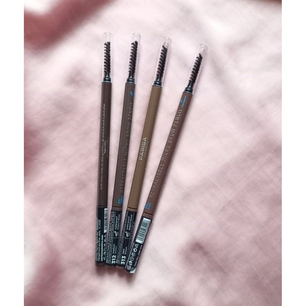 Водостійкий олівець для брів Parisa Cosmetics Micro brow pencil зі щіточкою