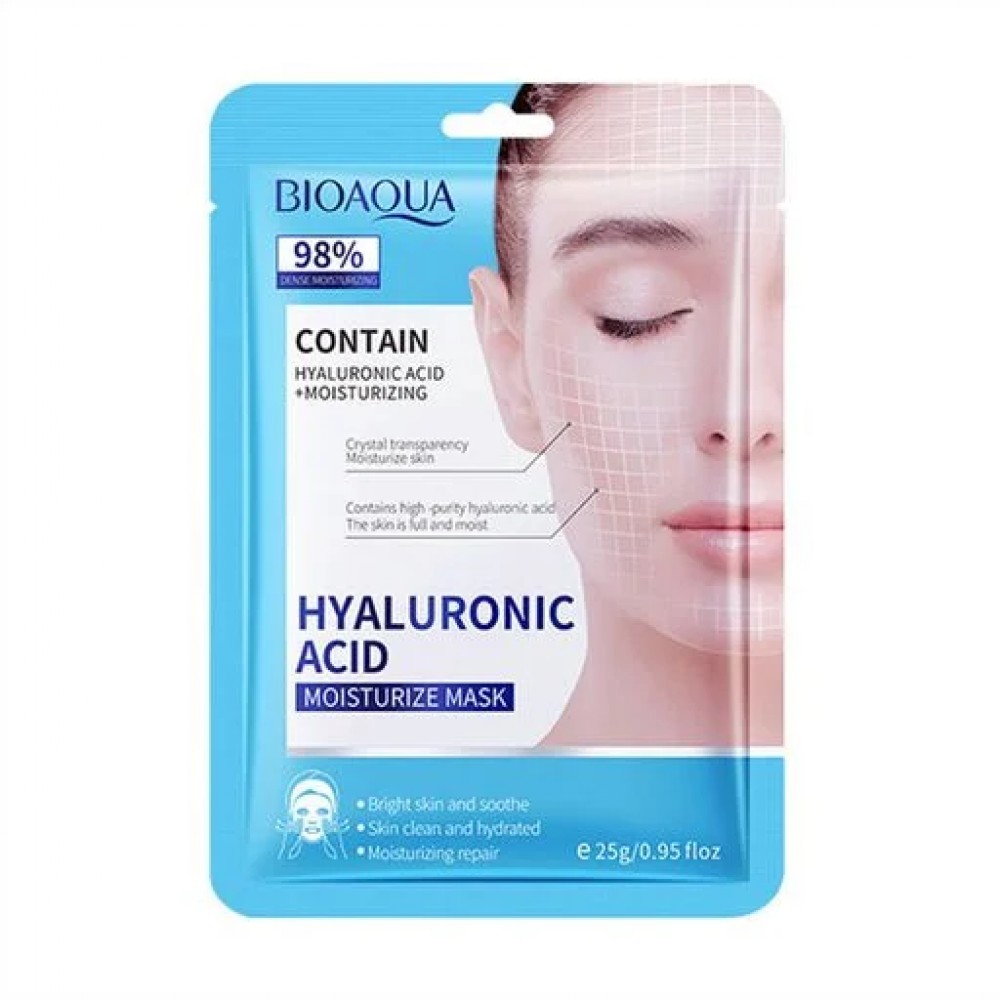 Тканинна маска для обличчя Bioaqua Hyaluronic Acid Moisturize Mask з гіалуроновою кислотою, 25 г