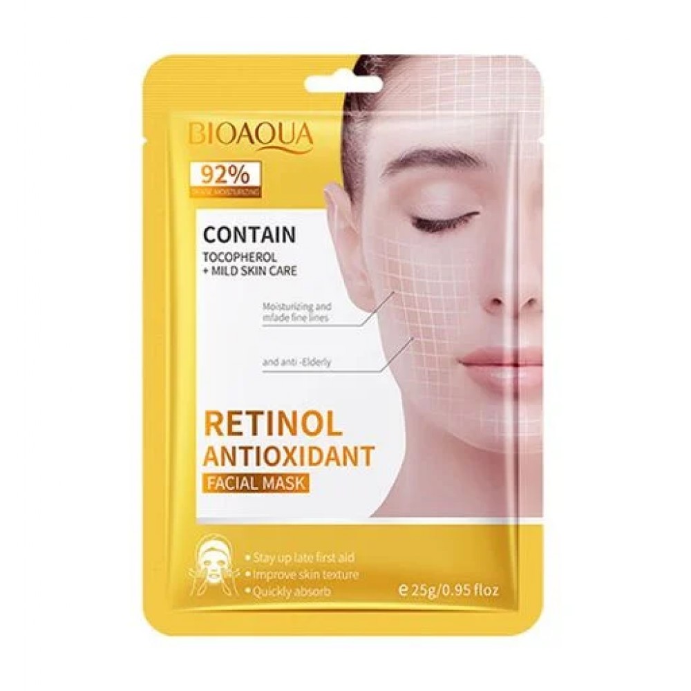 Тканинна маска для обличчя Bioaqua Retinol Antioxidant Facial Mask з ретинолом, 25 г