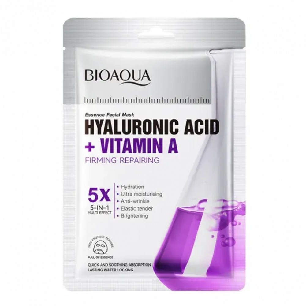 Тканинна маска з гіалуроновою кислотою та вітаміном А Bioaqua Hyaluronic Acid+Vitamin A