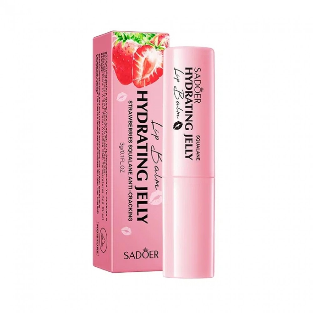 Бальзам-тінт для губ Sadoer Hyaluronic Jelly Strawberries Squalane Anti-Cracking зволожувальний, проти сухості та тріщин