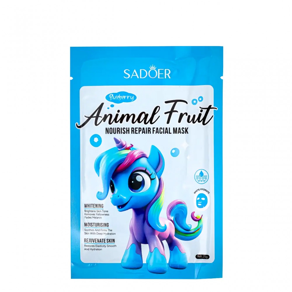 Маска для шкіри обличчя живильна Sadoer Казкові Тварини Единоріжка Чорниця