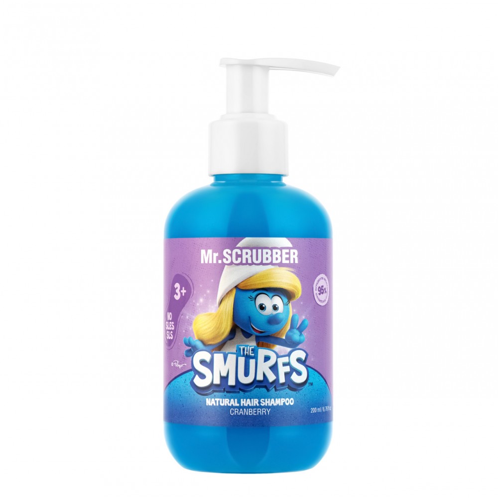 Натуральний дитячий шампунь для волосся The Smurfs із ароматом журавлини Mr.Scrubber 200 мл