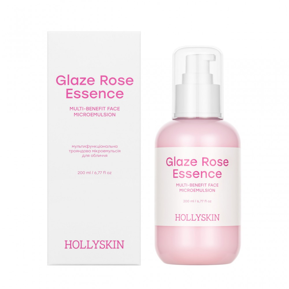 Мультифункціональна трояндова мікроемульсія для обличчя Hollyskin Glaze Rose Essence 200 мл