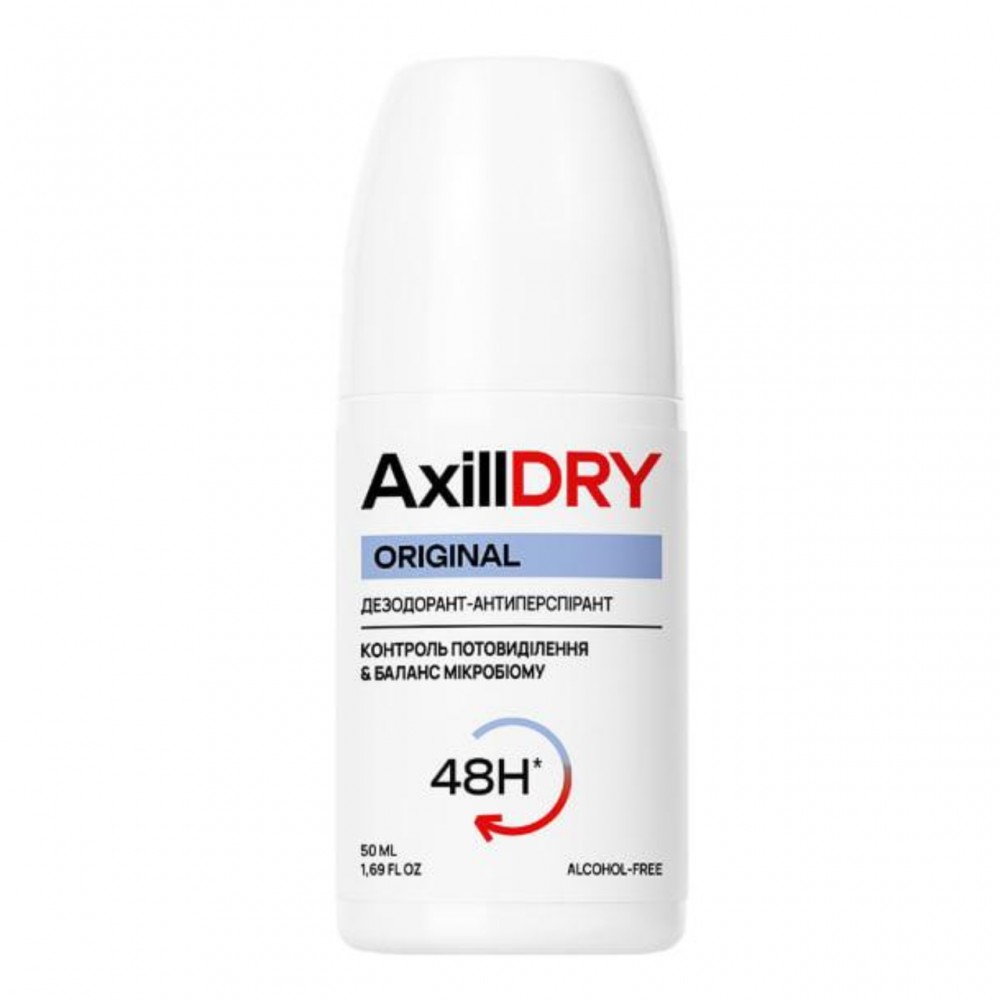 Кульковий дезодорант-антиперспірант ORIGINAL до 48 годин AxillDRY 50 мл