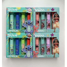 Дитячий набір бальзамів для губ Disney Stitch/Vaiana  4 шт в асортименті