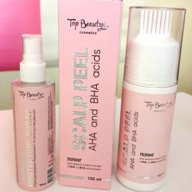 Пілінг для жирної шкіри голови з АНА та ВНА кислотами Top beauty 150 мл + Спрей Термозахист легке розчісування Topbeauty 100 мл