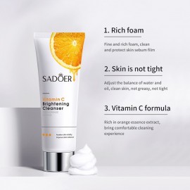 Пінка для вмивання та захисту від пересушування шкіри обличчя з вітаміном С Sadoer, 100гр