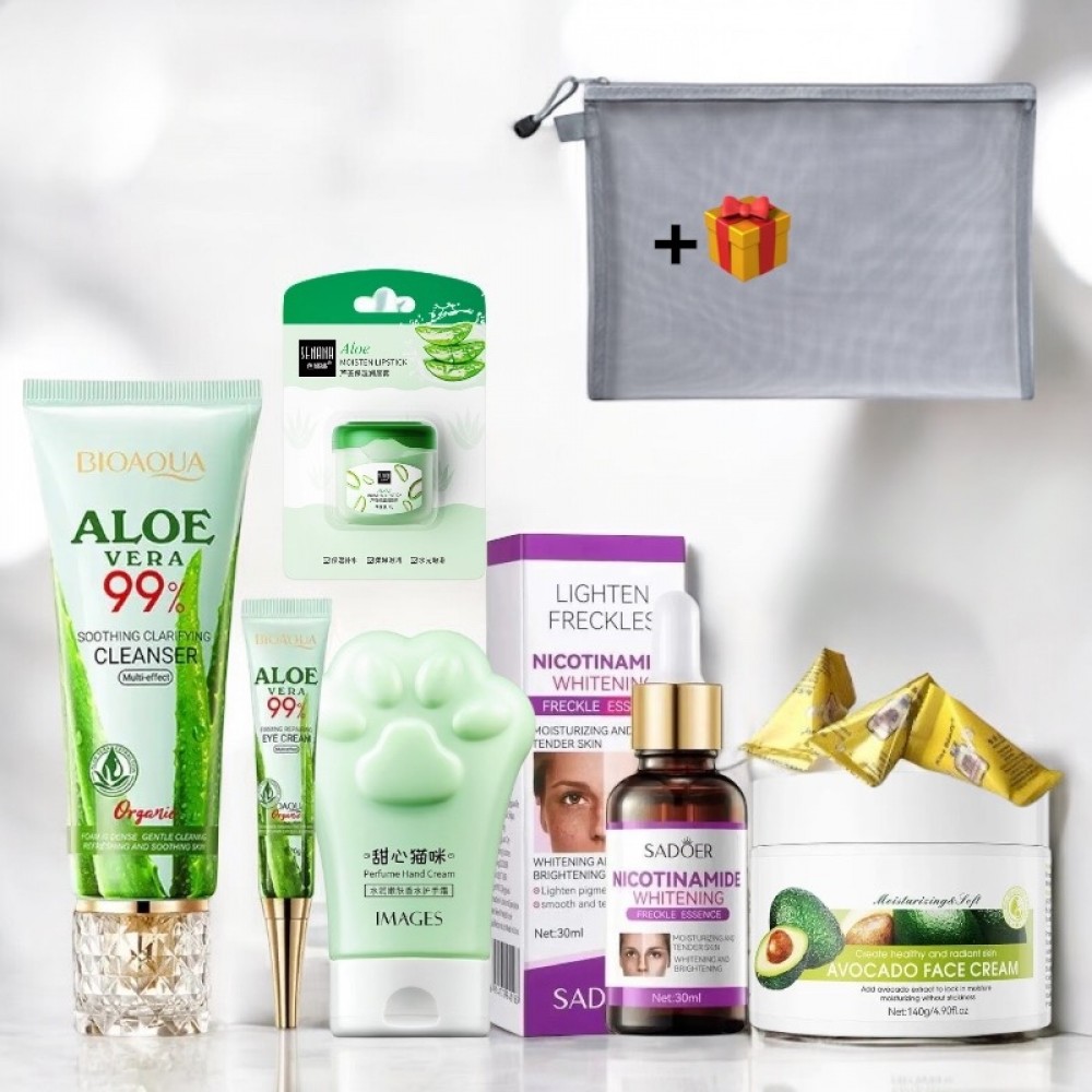 Набір для обличчя зволожуючий 8в1 Bioaqua Aloe Vera 99% з алое