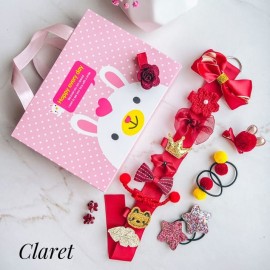 Набір дитячих заколок в подарунковій коробочці Ma vie Mari Зайка 18 шт Claret Червоний