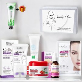 Набір жіночий 7в1 для догляду за обличчям у подарунковій коробці ( крем для рук у подарунок)