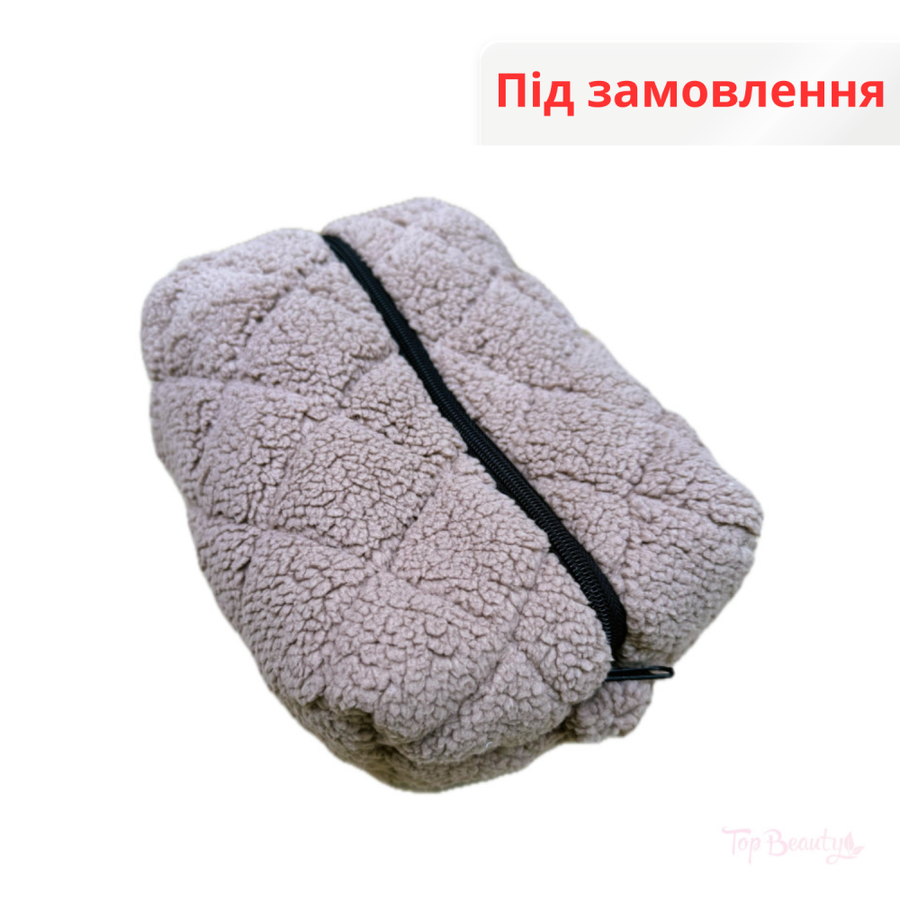 Косметичка фірмова хутрова тедді колір світло-коричневий 22 х 11 см Top Beauty