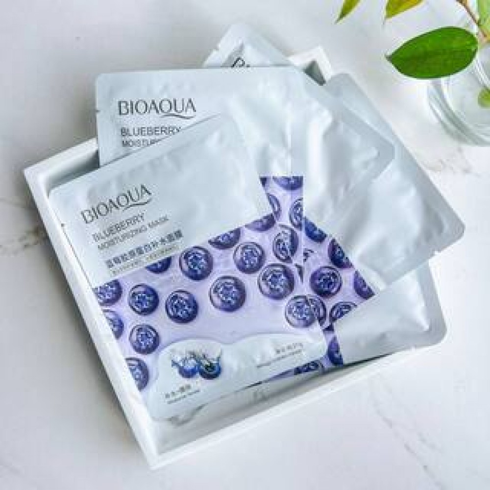 Тканинна маска для обличчя з екстрактом чорниці Bioaqua Blueberry Moisturizing Mask